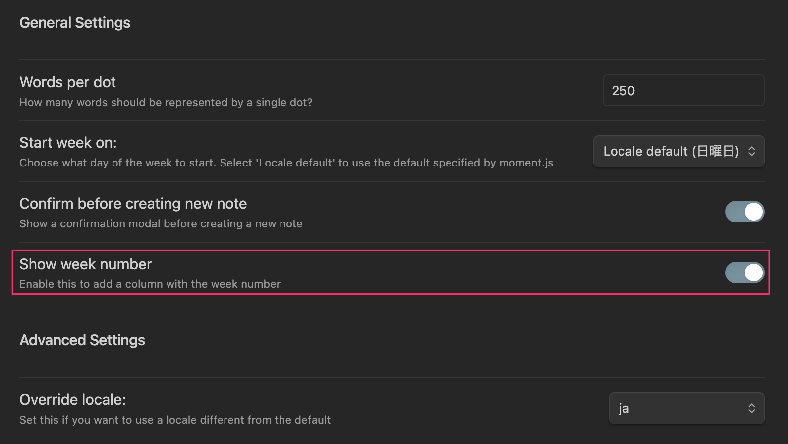 obsidian_calendar_setting Image from Gyazo