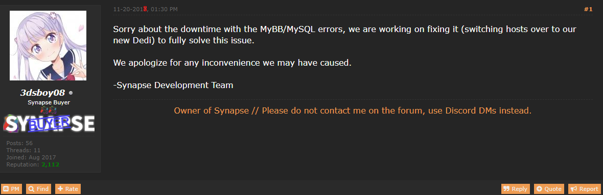 Information Synapse Wont Discontinue