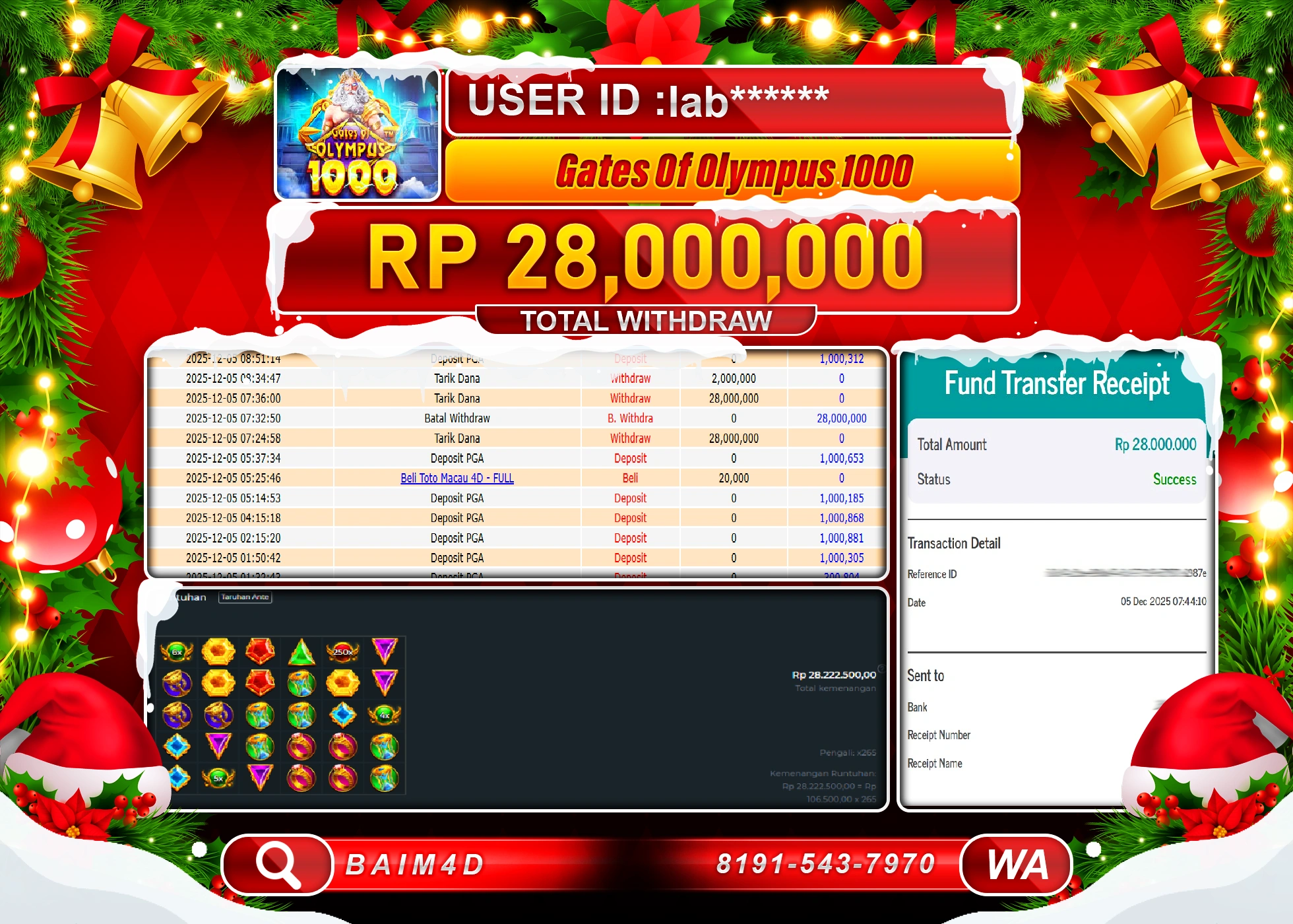 BAIM4D JACKPOT SLOT GATES OF OLYMPUS 1000 Rp.28,000,000 - LUNAS