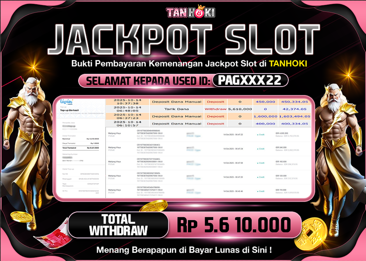 TANHOKI JACKPOT SLOT MAHJONG WAYS Rp.5.610.000,- LUNAS
