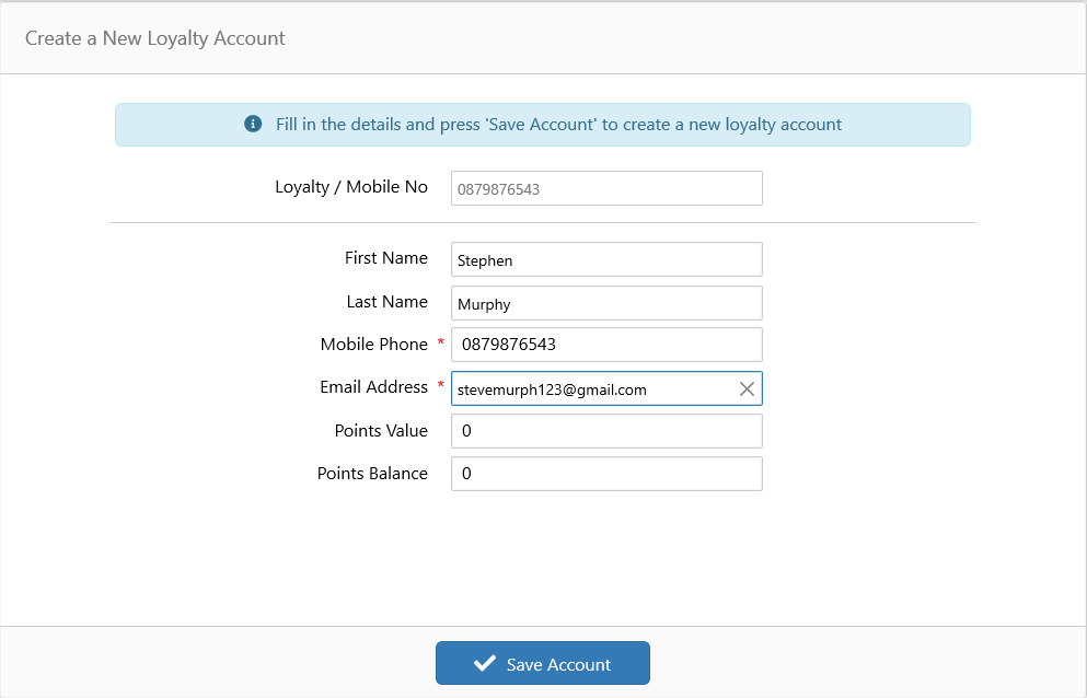 account details