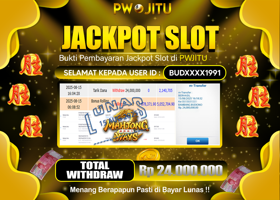 PWJITU JACKPOT SLOT MAHJONG WAYS  Rp.24.000.000,- LUNAS