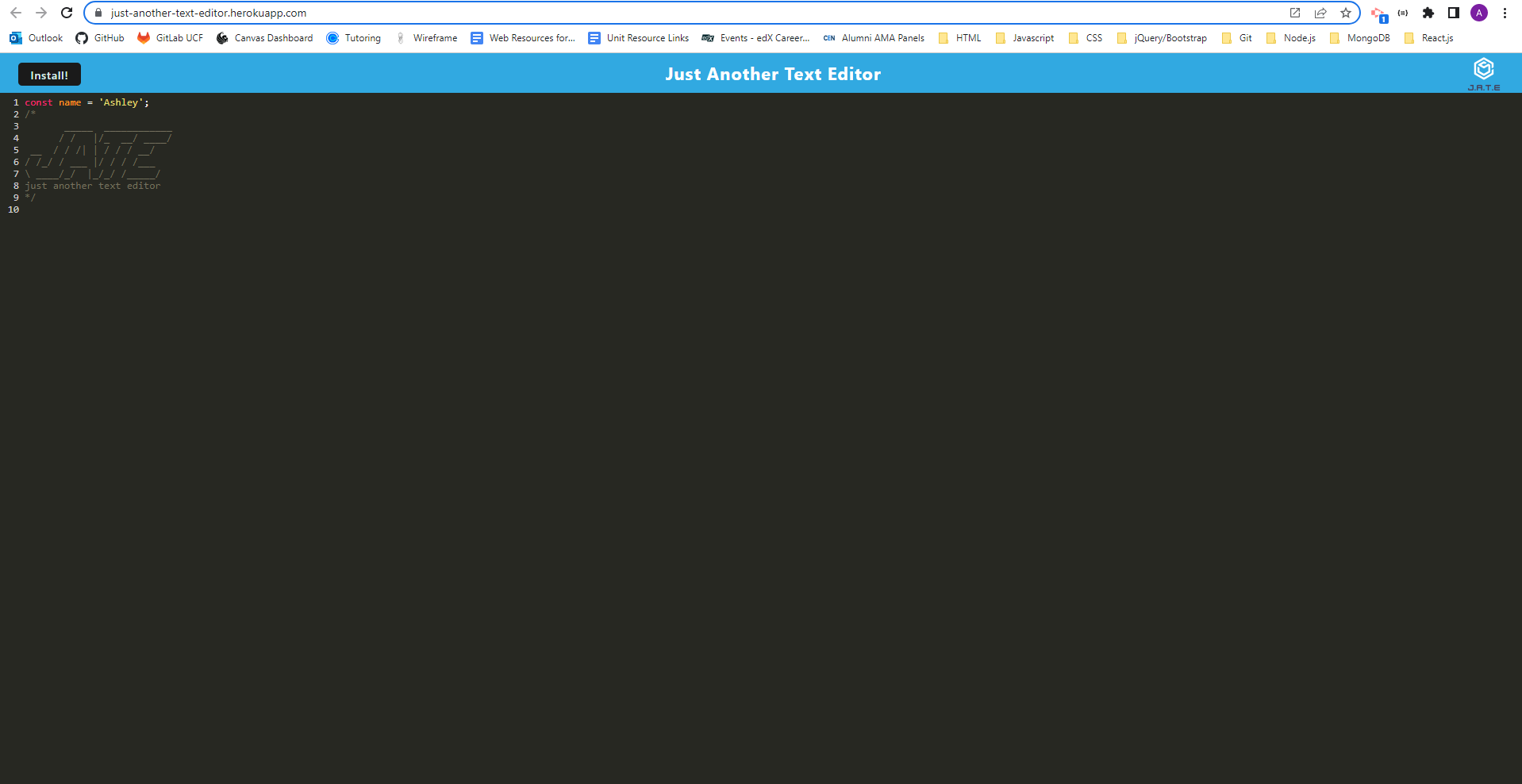 GitHub Ashleyg5/PWATextEditor I received initial code and