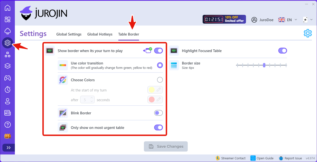 Action Required Border color frame in Jurojin