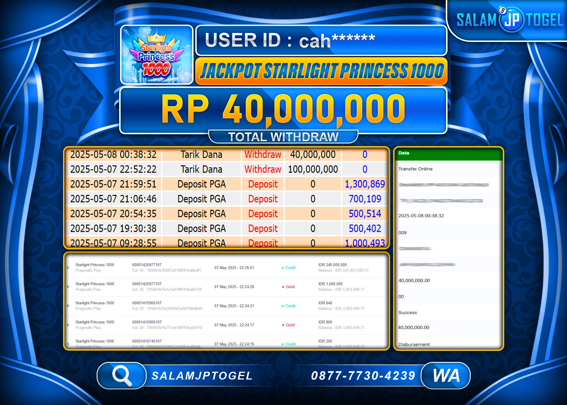 SALAMJPTOGEL MENANG Starlight Princess 1000 Rp.40,000,000 LUNAS