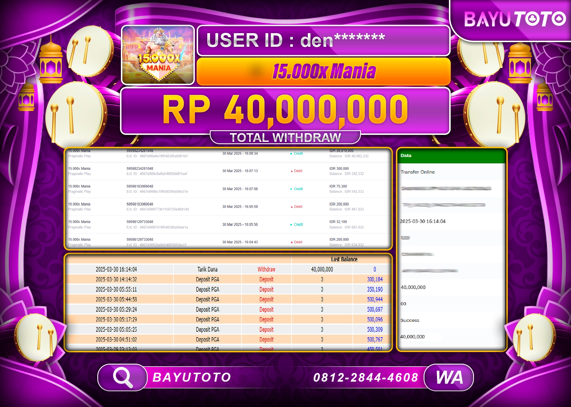 BAYUTOTO JACKPOT DI SLOT X 15,000 MANIA  PRAGMATIG PLAY Rp.40.000.000 LUNAS
