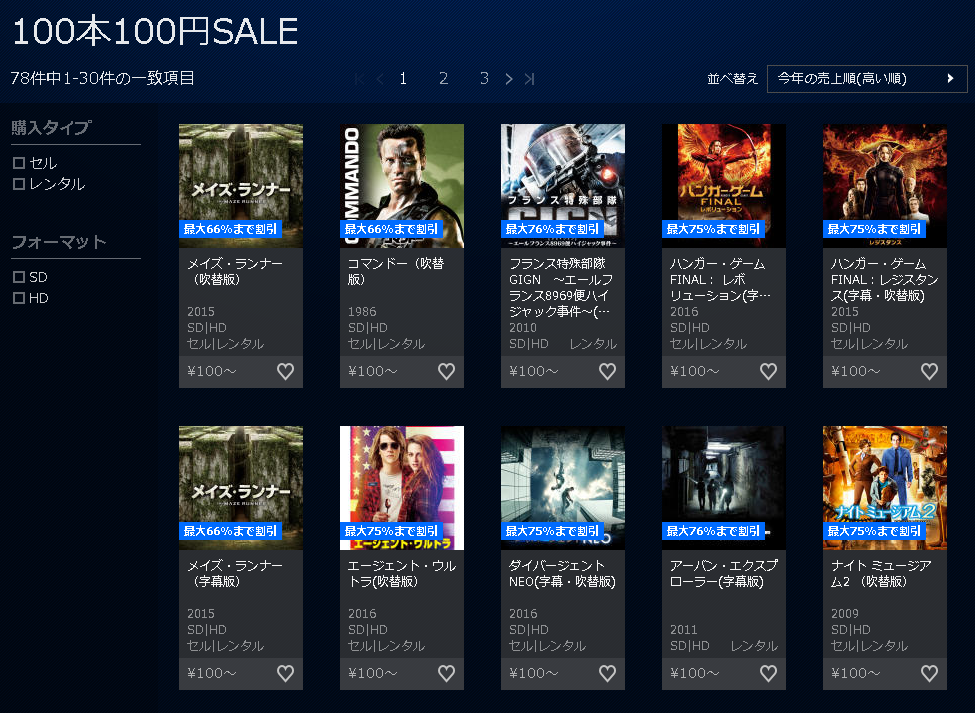 Psストア 映画100本100円セール スタート 8 31まで ゲームかなー