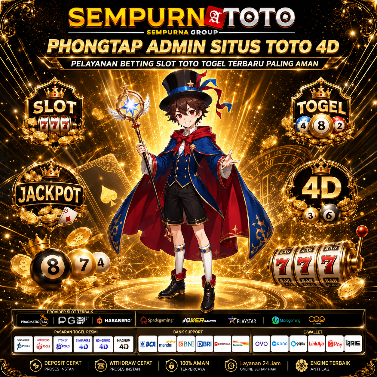 Galeri foto SEMPURNATOTO - Phongtap Admin Situs Toto 4D Pelayanan Betting Slot Toto Togel Terbaru Paling Aman di Jakarta