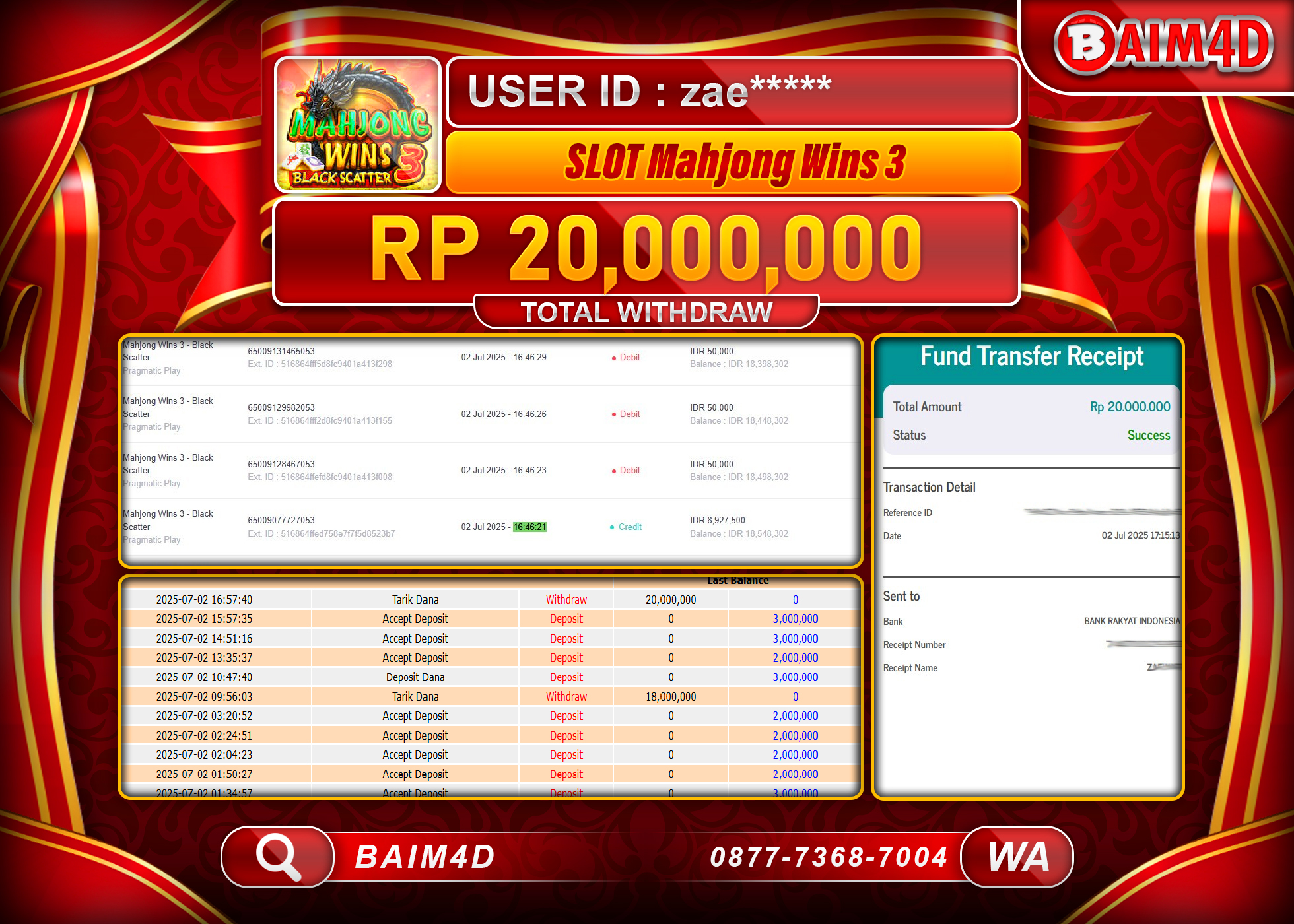 BAIM4D JACKPOT SLOT Mahjong Wins 3 - Black Scatter  Rp.20,000,000.- LUNAS