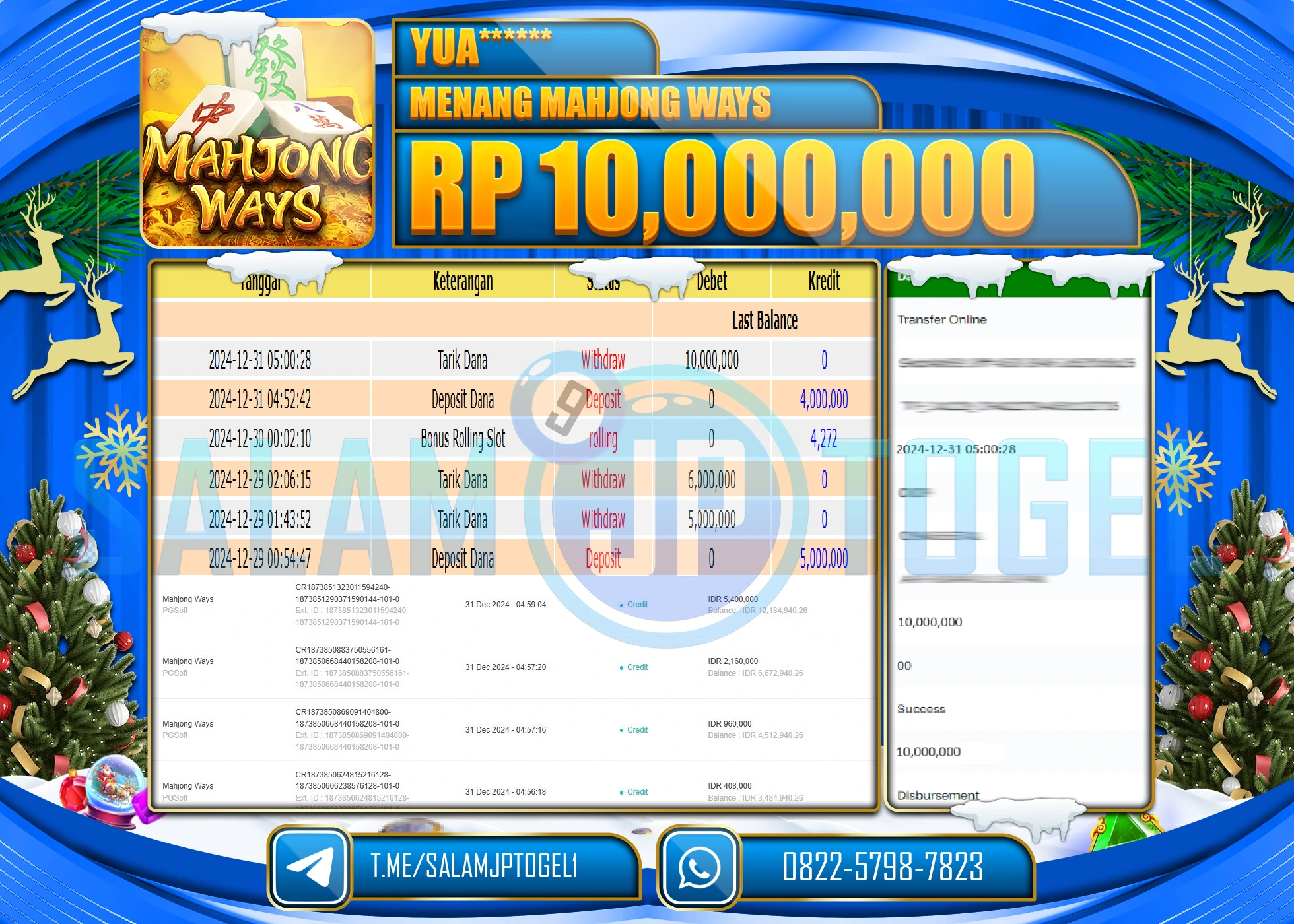 SALAMJPTOGEL MENANG MAHJONG WAYS 2 Rp.10,000,000 LUNAS