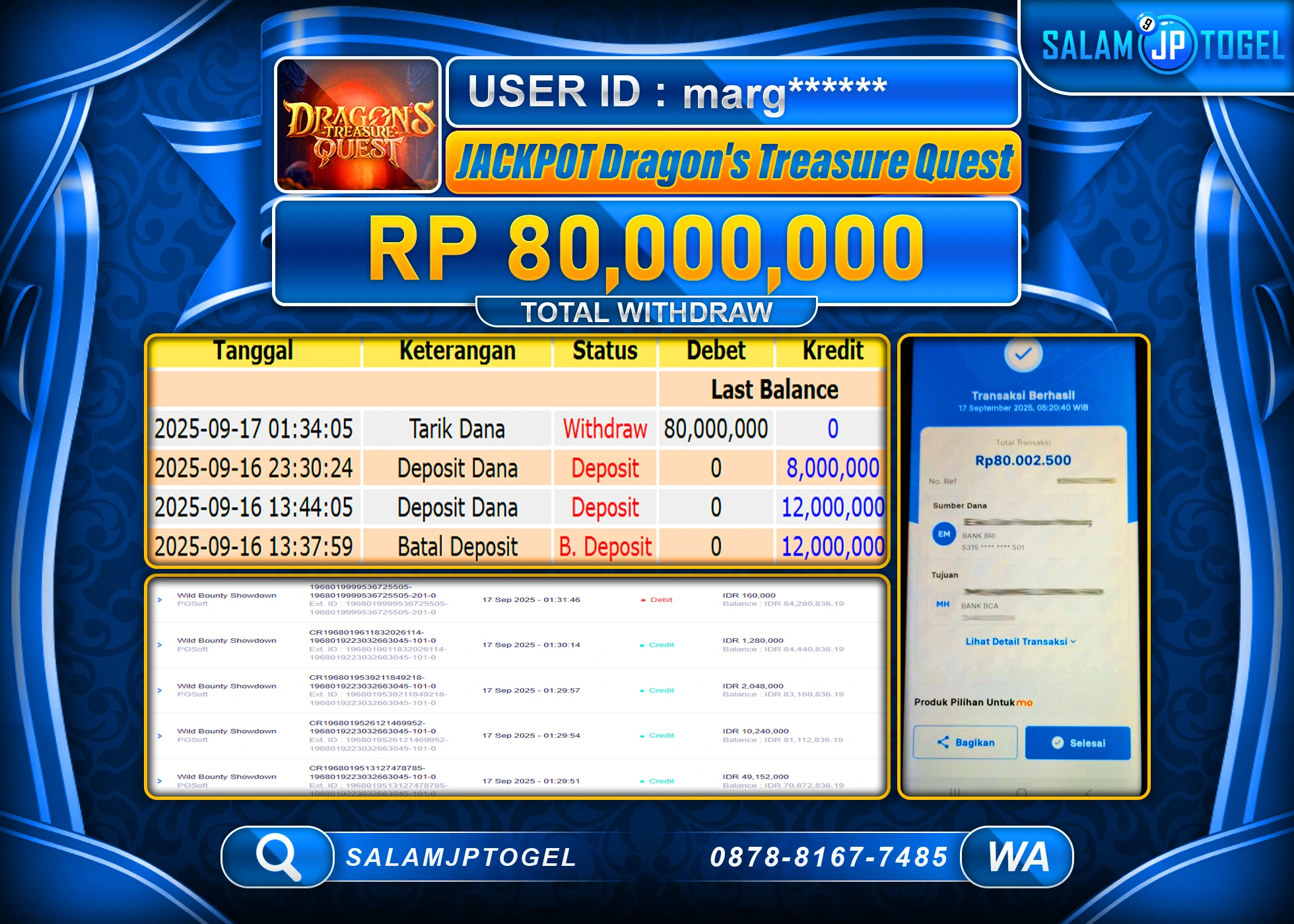 SALAMJPTOGEL MENANG DRAGON'S TREASURE QUEST  Rp.80,000,000