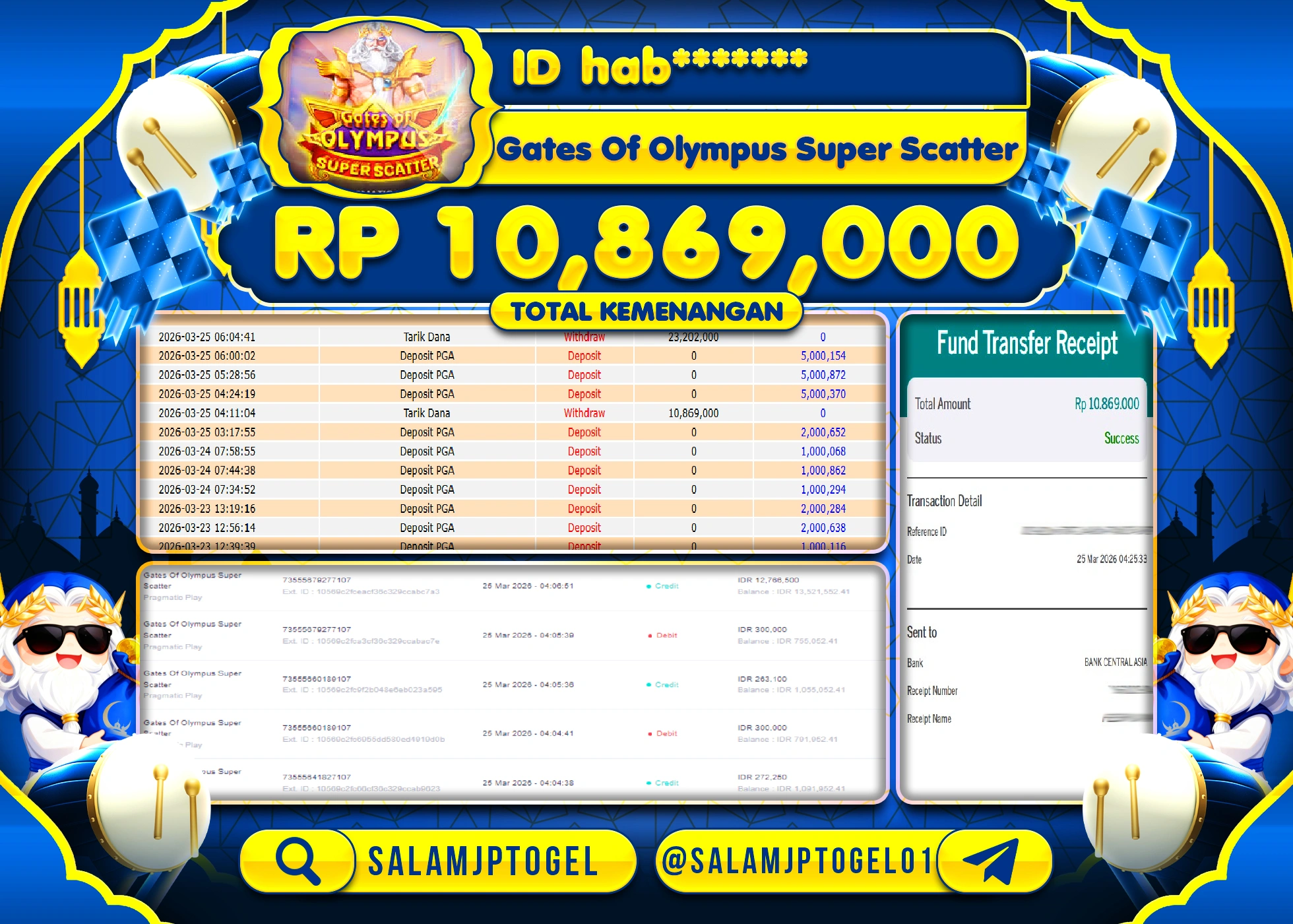 SALAMJPTOGEL JACKPOT GATES OF OLYMPUS SUPER SCATTER Rp.10,869,000 - LUNAS