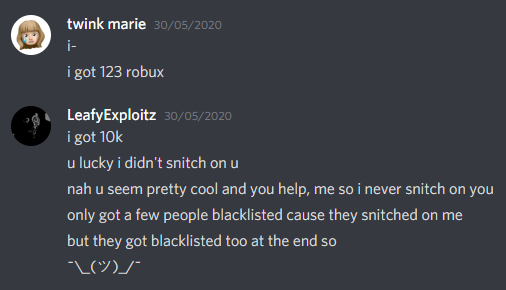 Cw Leafyexploitz Robux Scammer - steal peoples robux hack roblox cheating story