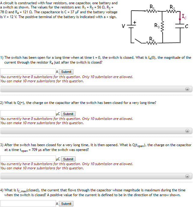 Solved A circuit is constructed with four resistors, one | Chegg.com