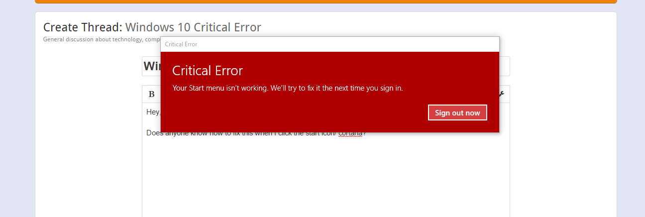critical startup error windows 10