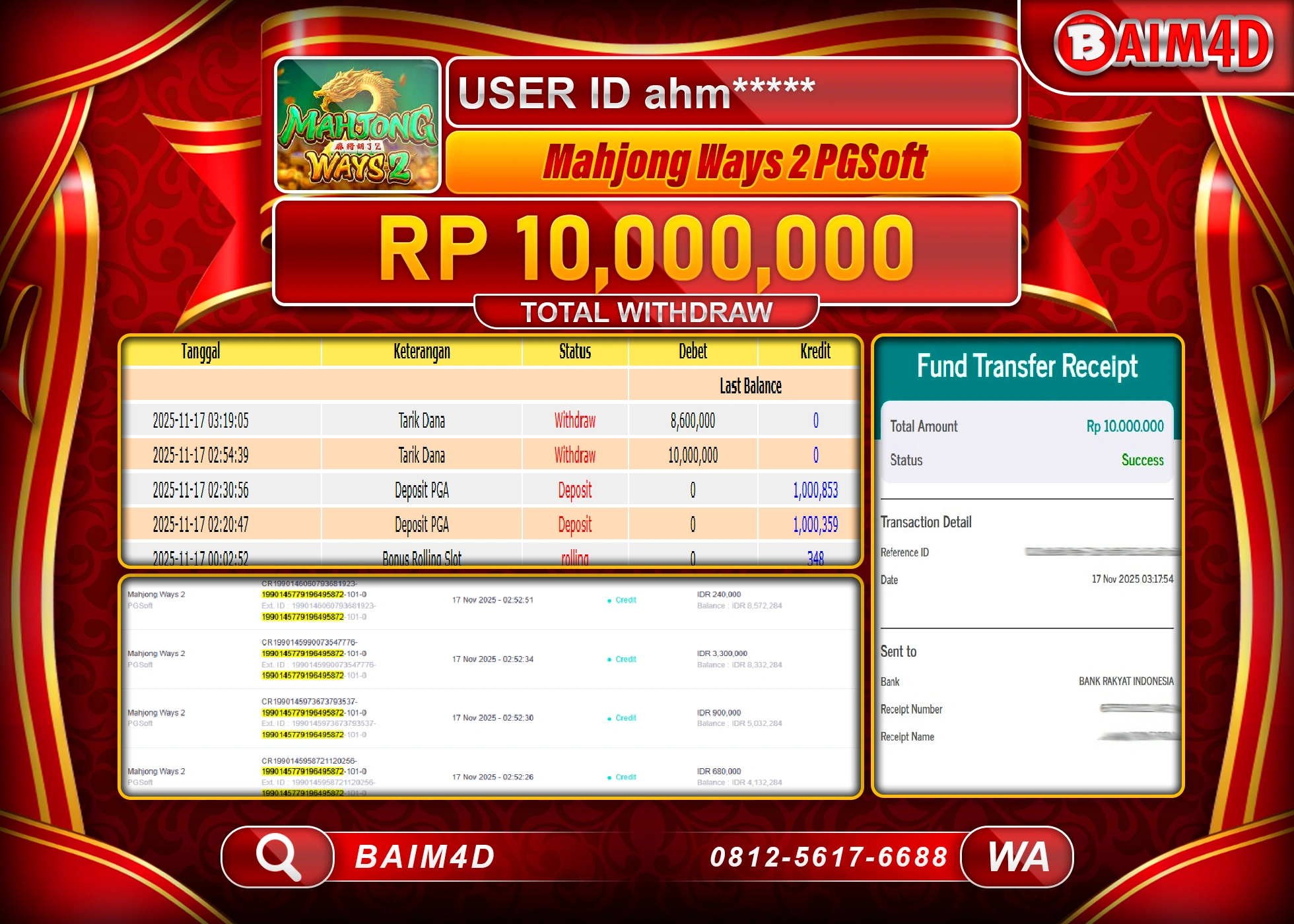 BAIM4D JACKPOT  SLOT MAHJONG WAYS 2 Rp.10,000,000 - LUNAS
