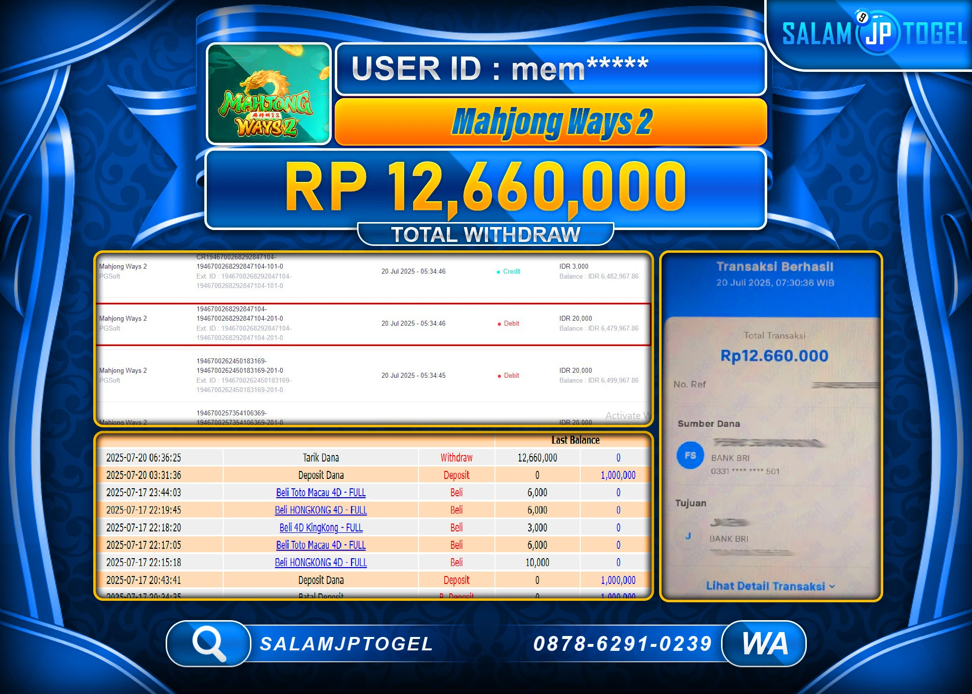 SALAMJPTOGEL MENANG MAHJONG WAYS 2 Rp.12,660,000