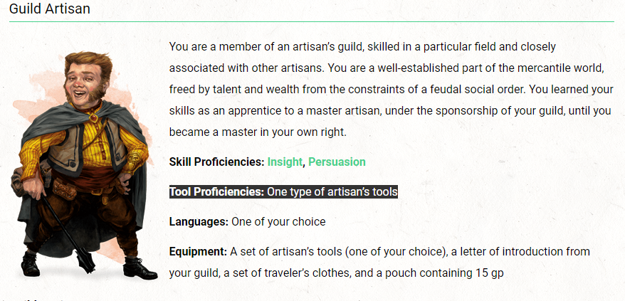 types of artisan tools 5e