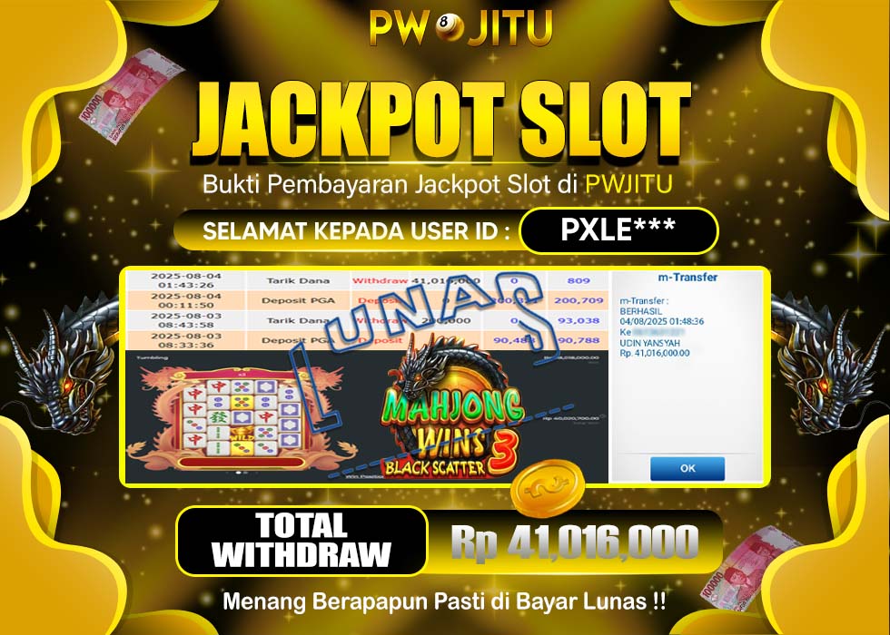 PWJITU JACKPOT SLOT MAHJONG WINS 3 BALCK SCATTER  Rp.41.016.000,- LUNAS