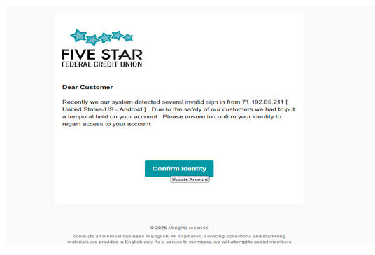 Five Star Federal Credit Union ✓ { LETTER } ⭐ Clean inbox Letter 2025 ❤️