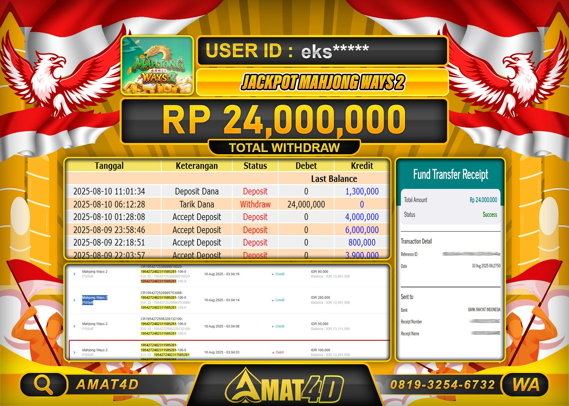 AMAT4D KEMENANGAN MAHJONG WAYS 2 Rp.24.000.000 BERHASIL TERBAYAR LUNAS