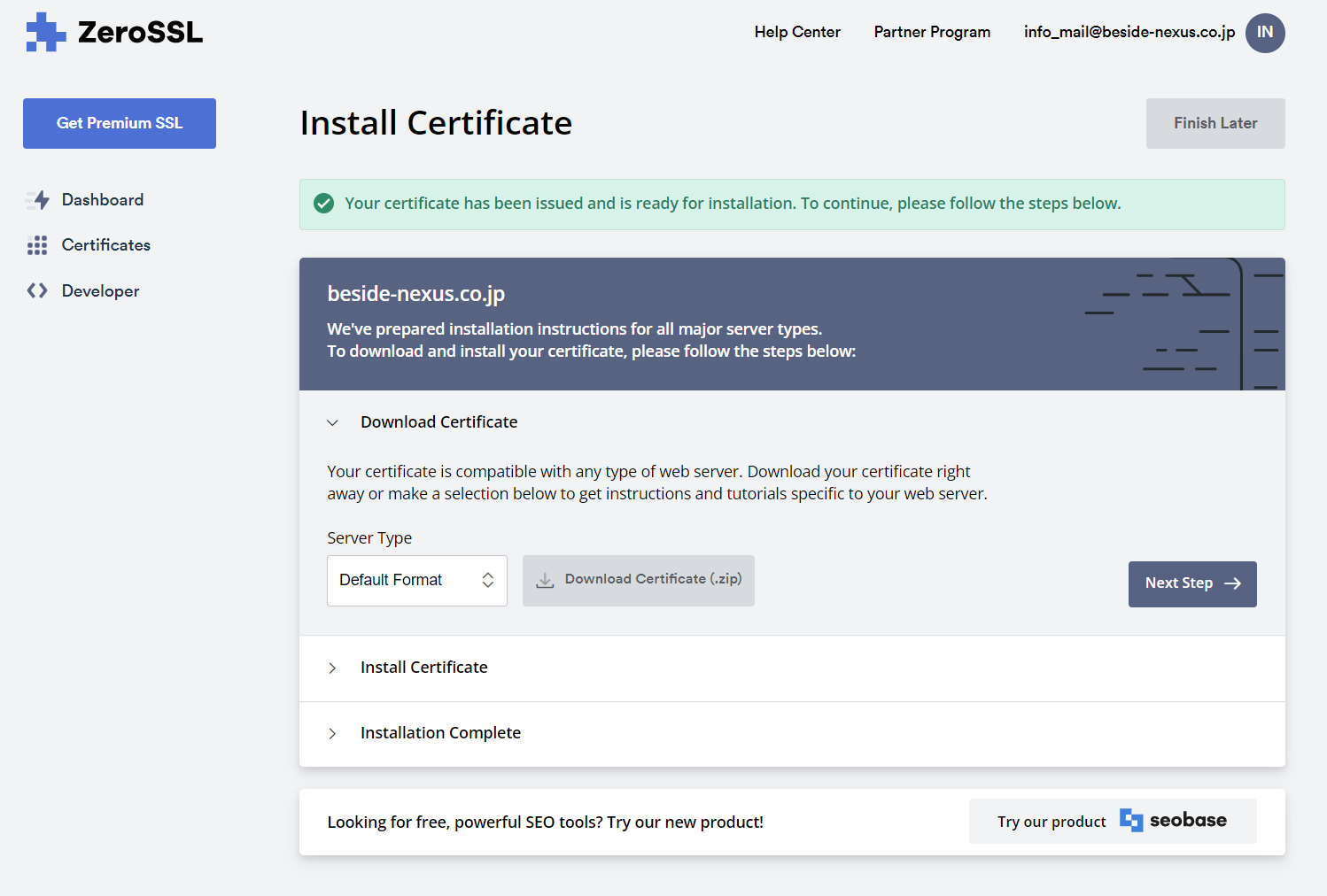 Install Certificate