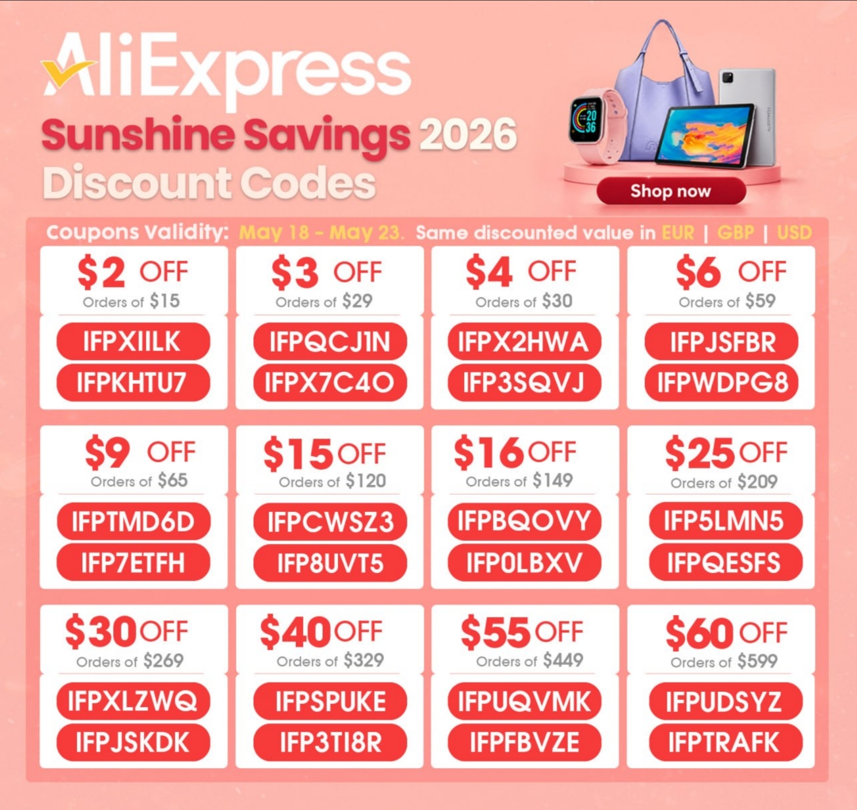   Через 20 хвилин - закріплюємо промокоди Sunshine Savings