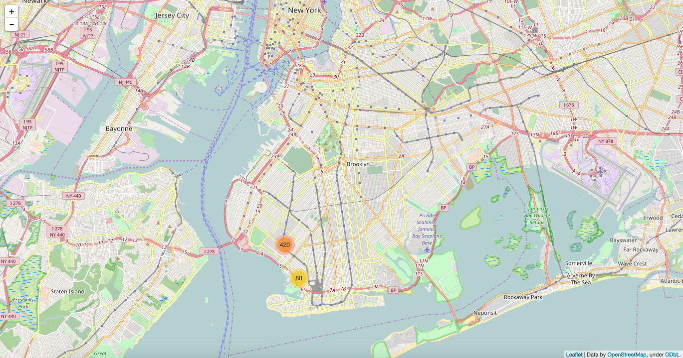 Preview map of Bensonhurst with 311 complaints