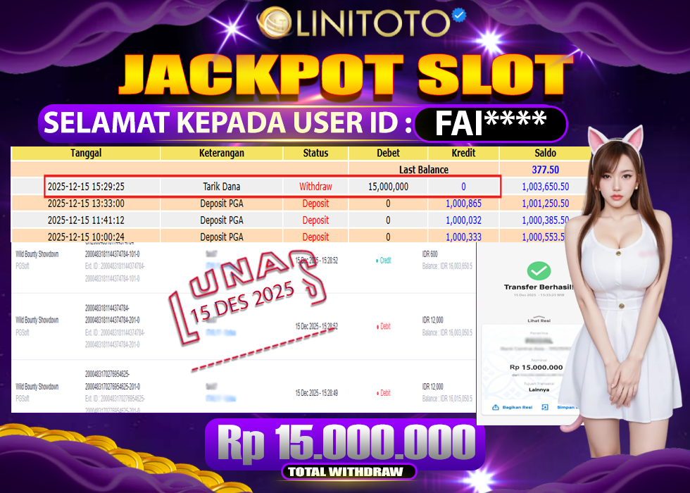 LINITOTO JACKPOT SLOT Wild Bounty Showdown Rp.15,000,000 - LUNAS