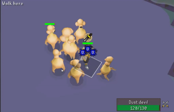 a gif showing how to stack dust devils in the catacombs in osrs