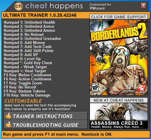 Трейнер для borderlands 2