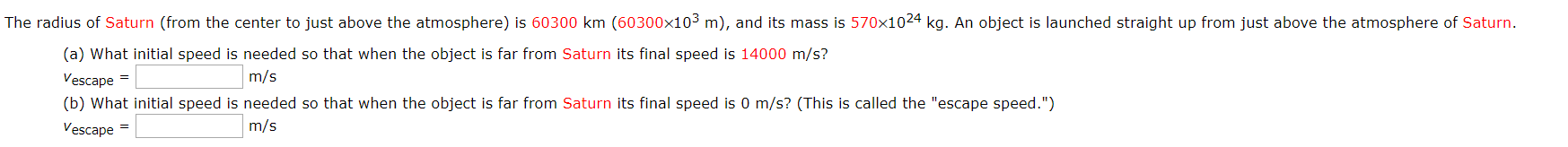 Solved The radius of Saturn (from the center to just above | Chegg.com