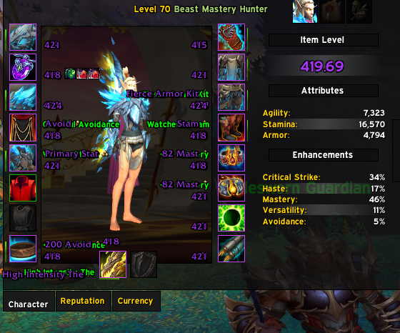 420 ilvl Hunter,H Raz bow,Double 424 Tier,2686 io 350$,421 bis trinkets ...