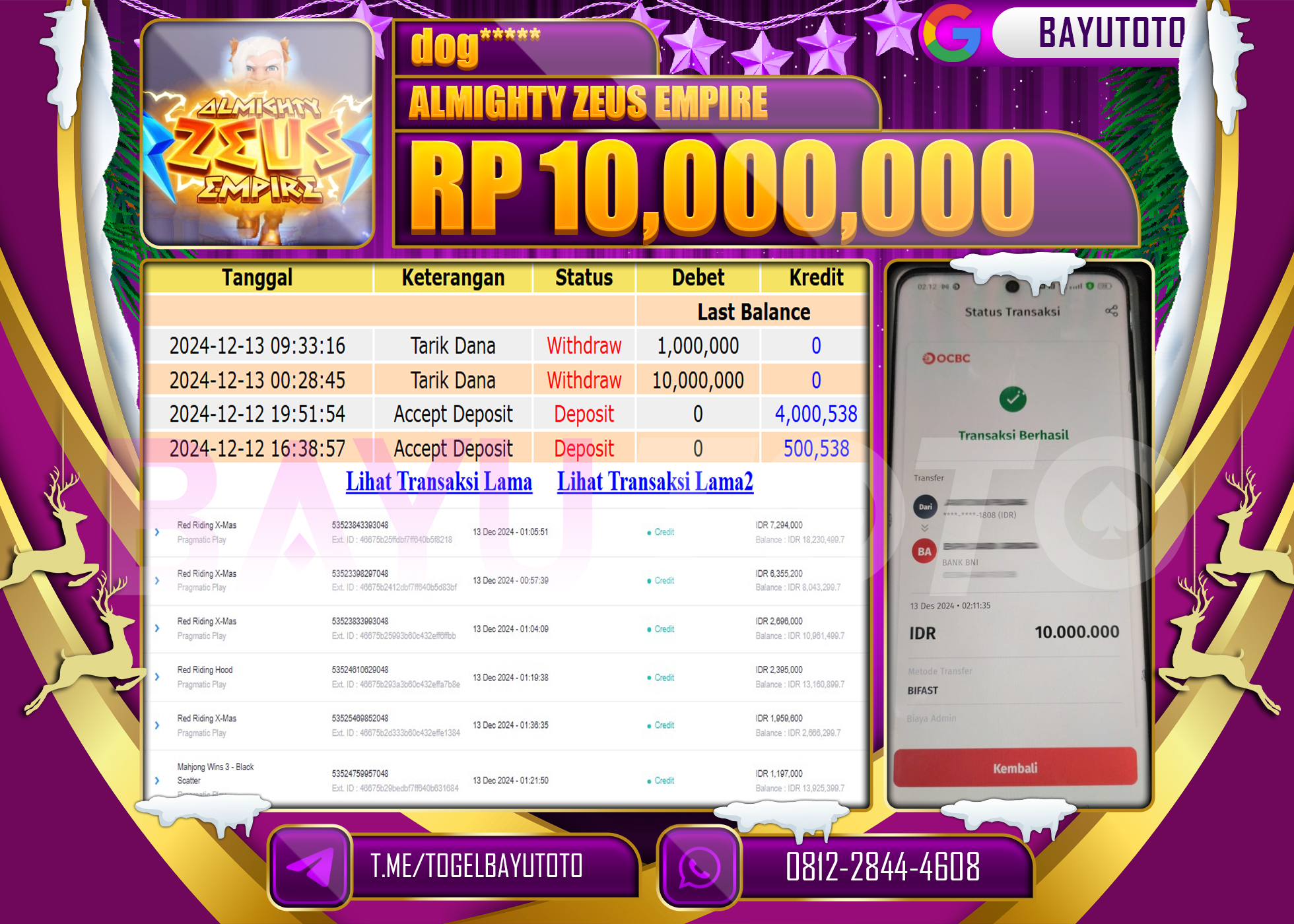 BAYUTOTO MENANG SLOT ALMIGHTY ZEUS EMPIRE 10,000,000 - LUNAS