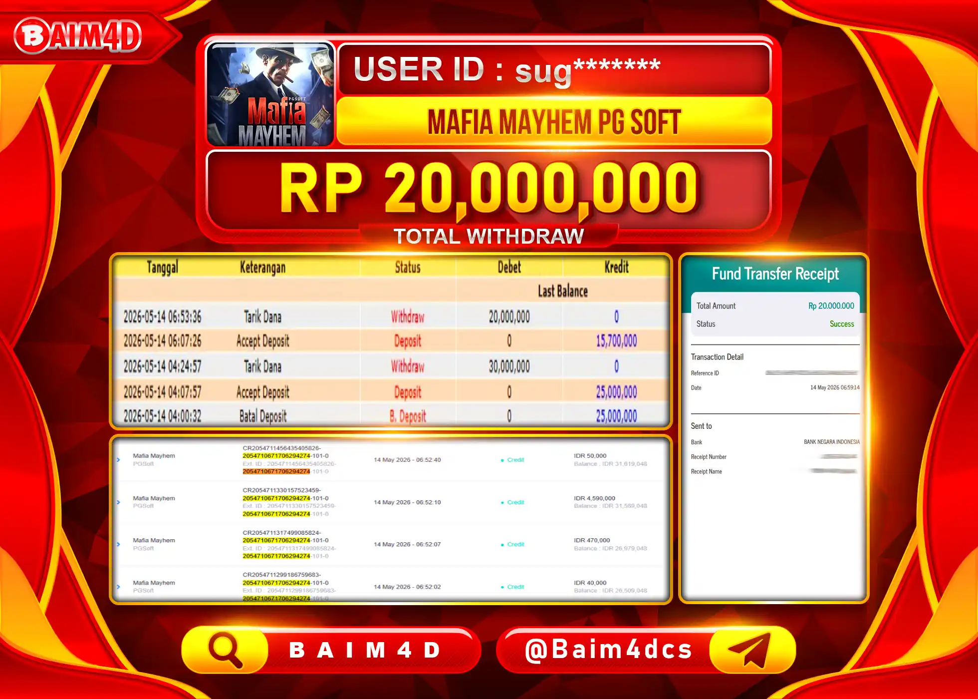 BAIM4D JACKPOT SLOT MAFIA MAYHEM PGSOFT Rp.20.000.000 - LUNAS