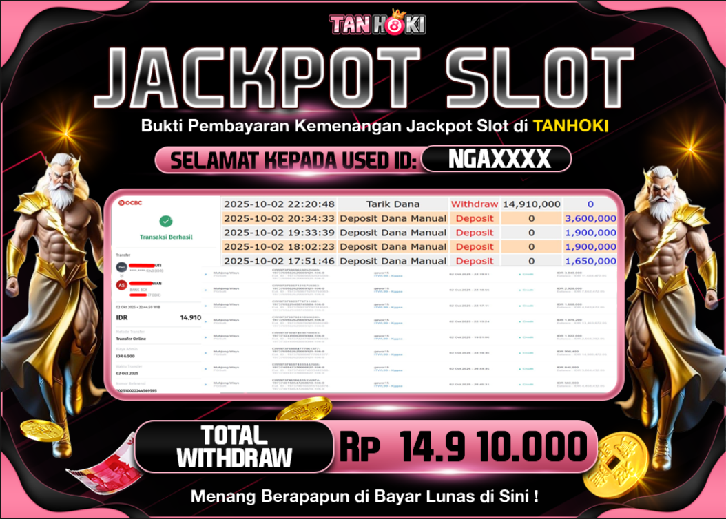 TANHOKI JACKPOT SLOT MAHJONG WAYS Rp.14.910.000,- LUNAS