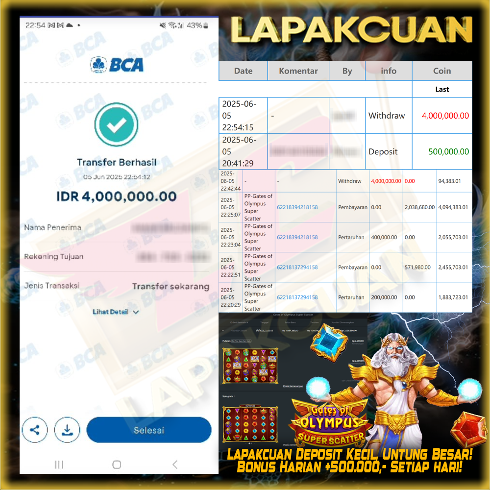 Bukti kemenangan member lapakcuan