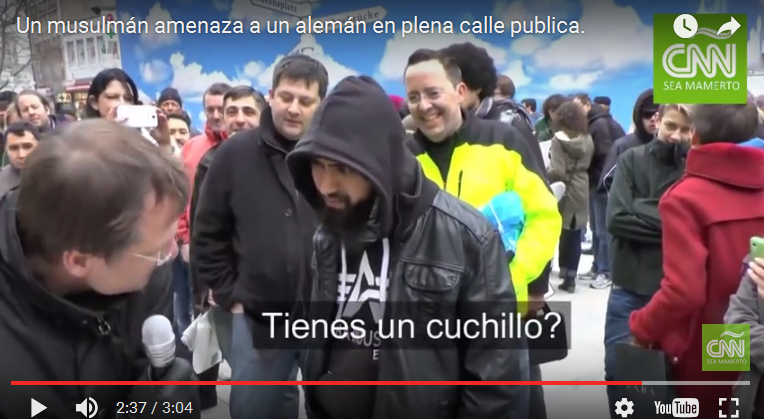 Musulman le dice amablemente que le va a cortar la cabeza a un Aleman.