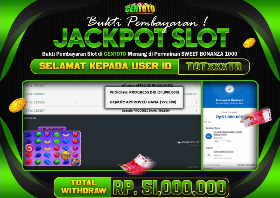 BUKTI JACKPOT LUNAS CENTOTO  RP 51.000.000,-LUNAS
