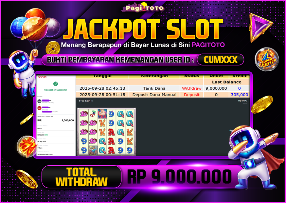 HAPPY JACKPOT MEMBER PAGITOTO SLOT BUM BUM MANIA PP  Rp 9.000.000-, - LUNAS