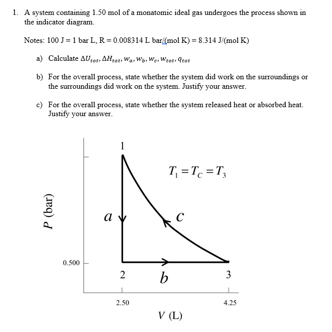 Solved 1 A System Containing 1 50 Mol Of A Monatomic Ide Chegg Com