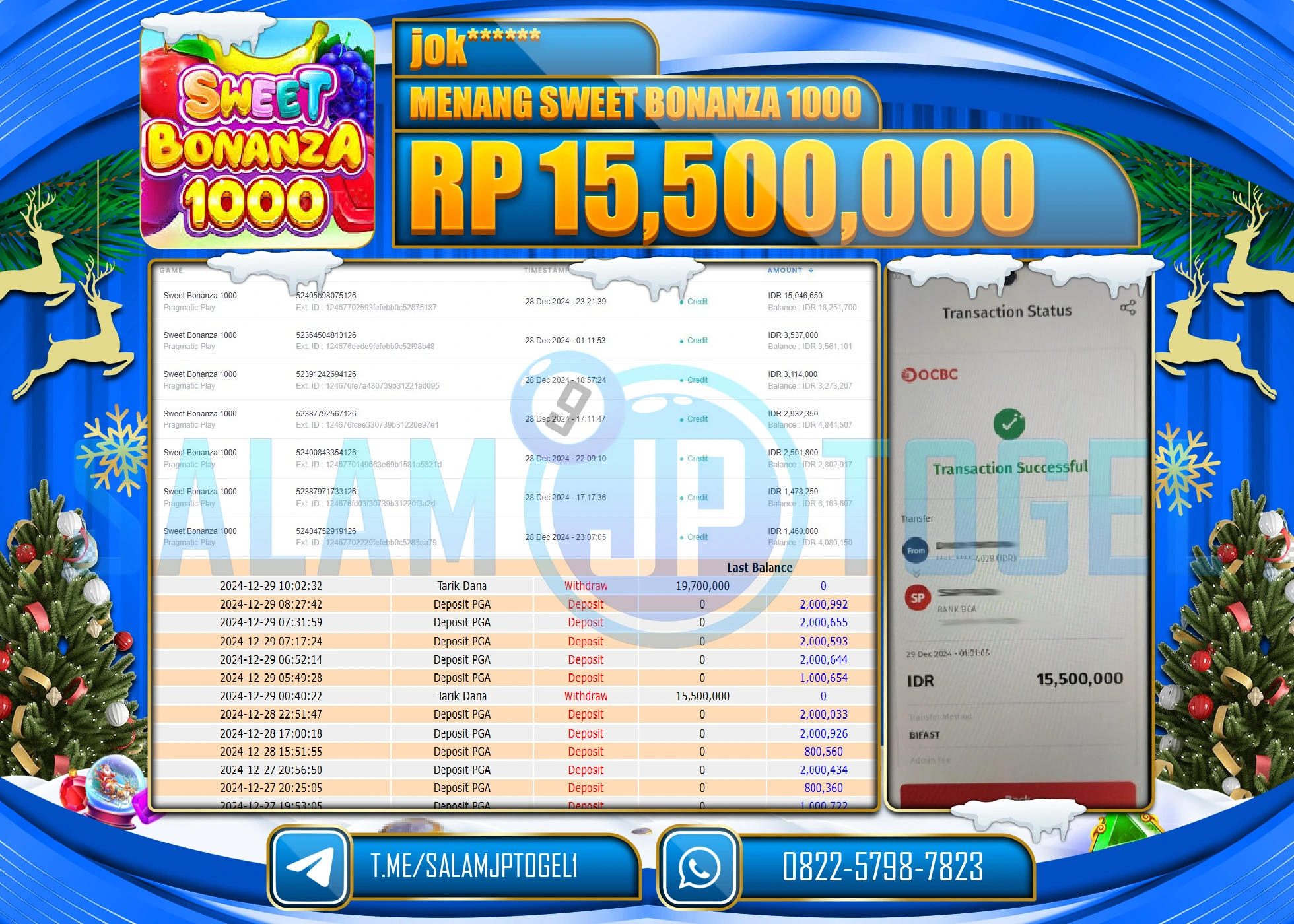 SALAMJPTOGEL MENANG SWEET BONANZA 1000  Rp.15,500,000 LUNAS