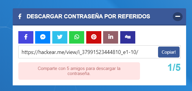 hackear.me es un fraude. Descargar contraseña por referidos. FALSO