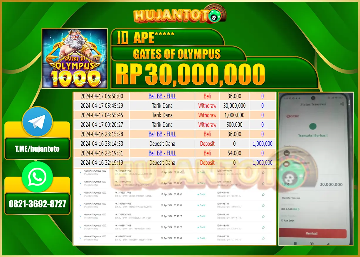 BUKTI JACKPOT BERHASIL TERBAYAR LUNAS