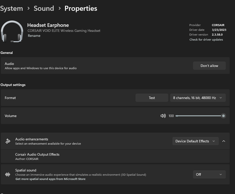 Win 11 Equalizer and surround sound not working on Virtuoso RGB SE