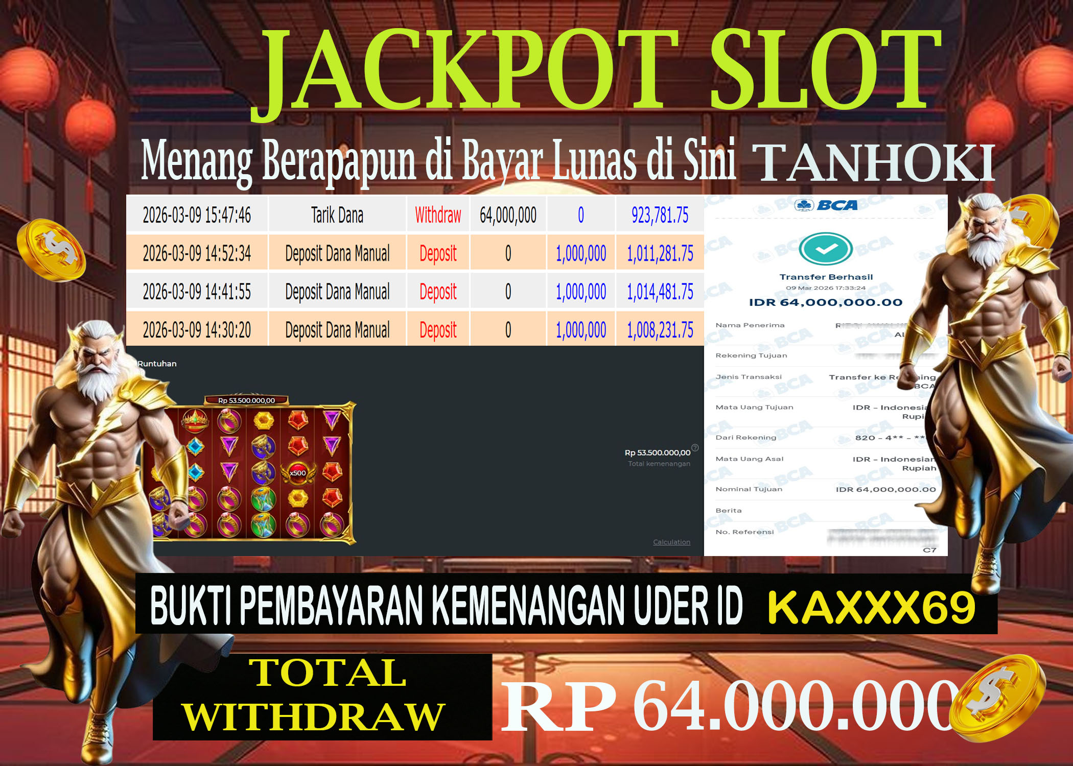TANHOKI JACKPOTSLOT GATES OF OLYMPUS SUPER SCATTER Rp.64.000.000,- LUNAS