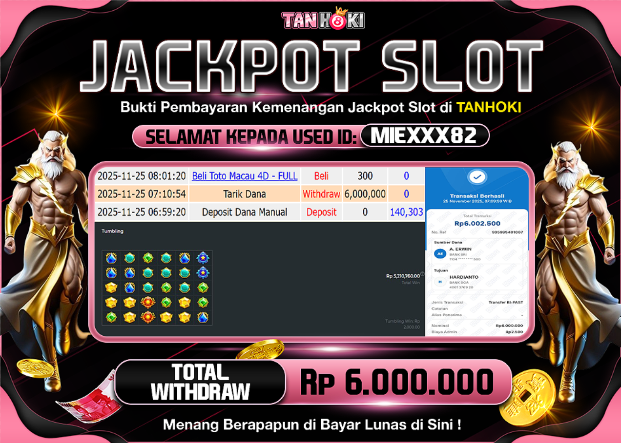 TANHOKI JACKPOT SLOT GATES OF OLYMPUS 1000 Rp..6.000.000,- LUNAS