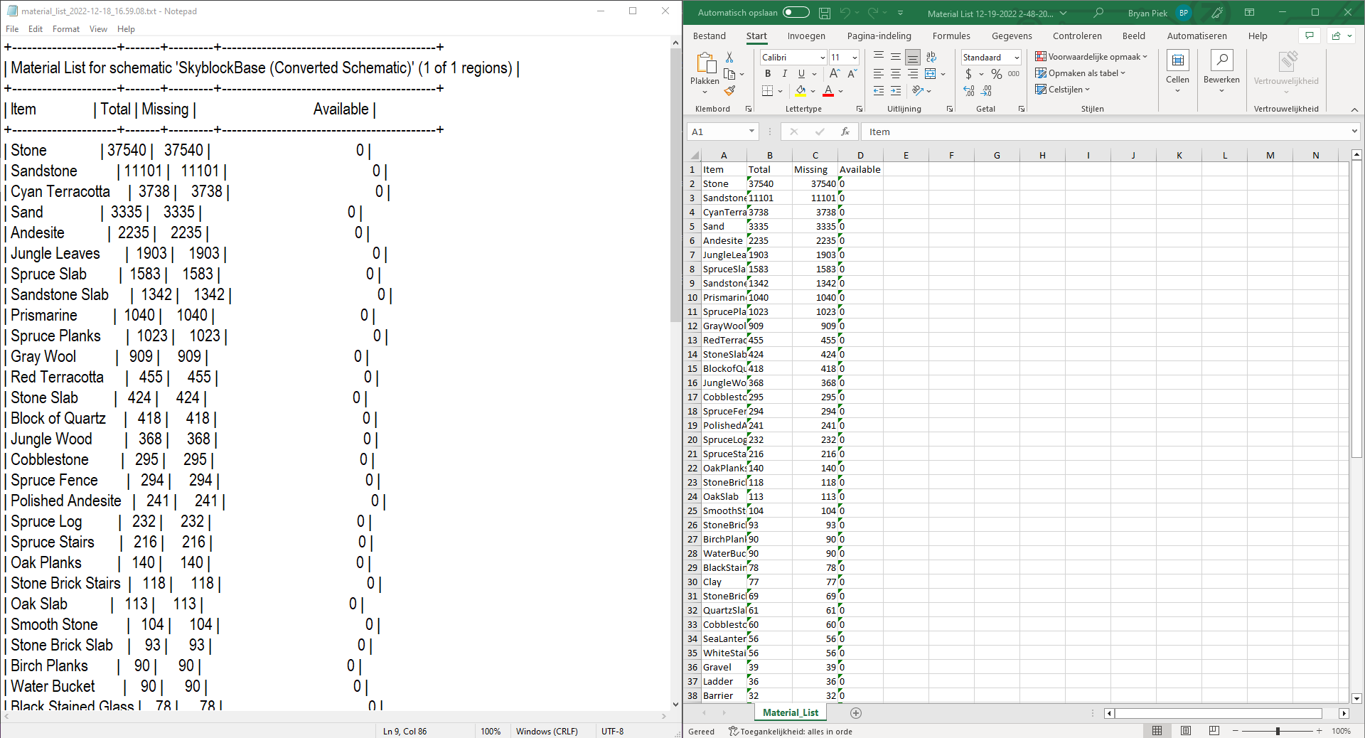 GitHub BitMap7487/LitematicaExcel Change the LiteMatica material