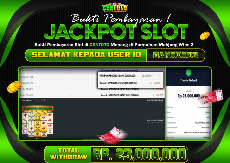 BUKTI JACKPOT LUNAS CENTOTO  RP 23.000.000,-LUNAS