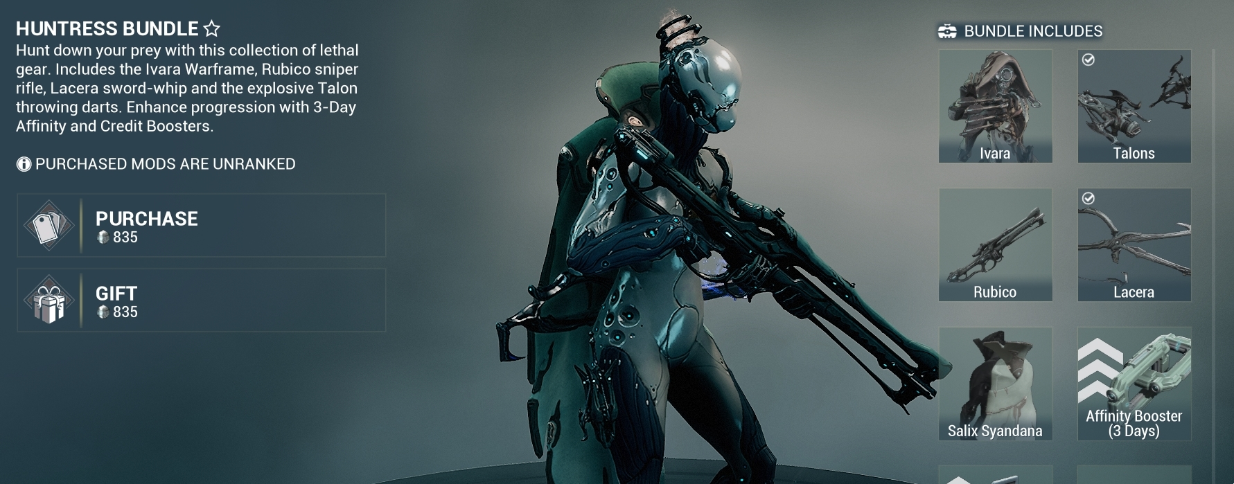 Huntress Bundle including Ivara shows Nova in Display General